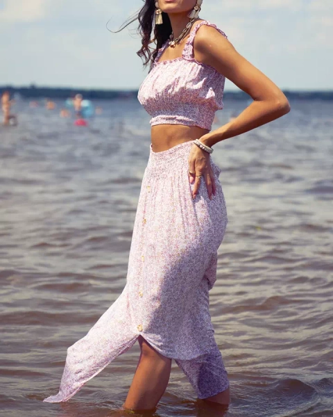 Жіночий квітковий комплект Royalfashion рожевий