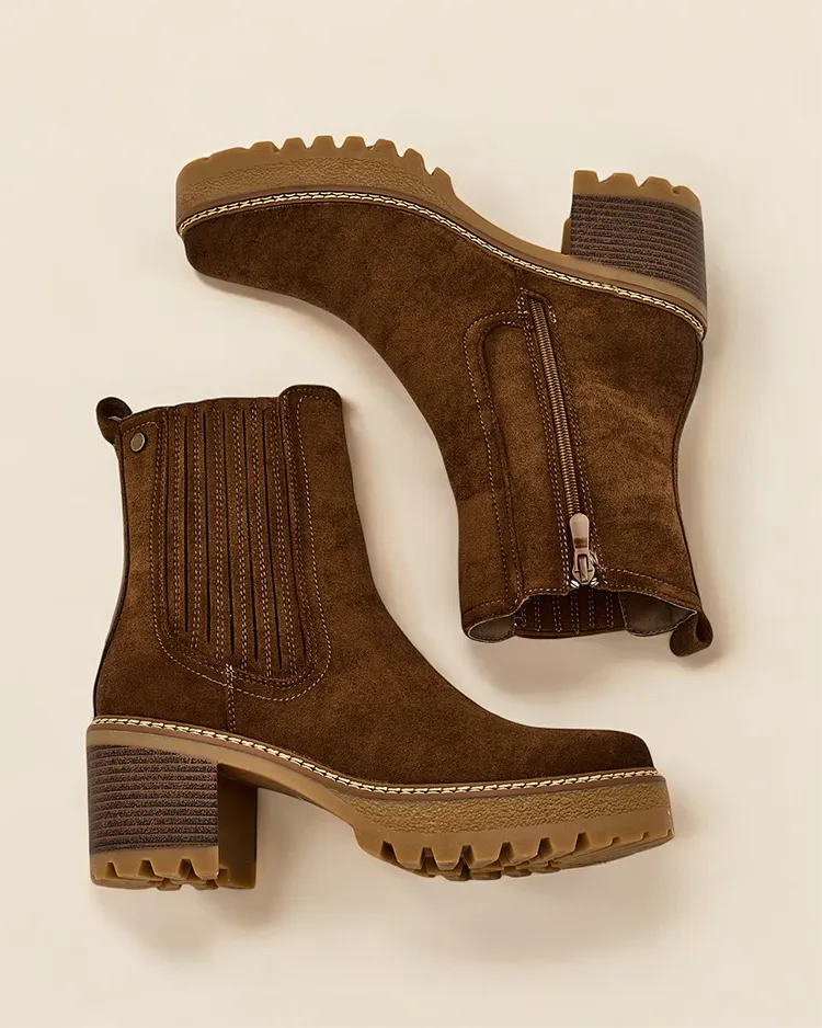 Royalfashion Eco-Wildleder Damen Stiefeletten auf einem Pfeiler Segiag