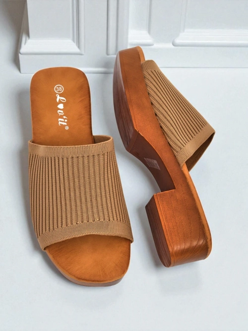 Royalfashion Жіночі шльопанці на низькому підборі Ribbed Grace