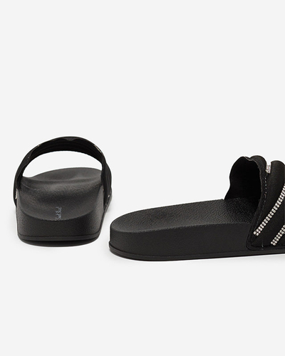 Schwarze Damen-Flip-Flops mit Zirkonen Erikis - Schuhe