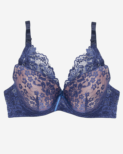Pinker BH mit marineblauer Spitze - Underwear