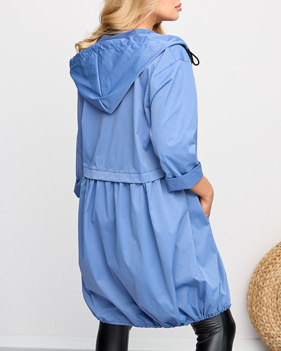 Lange blaue Windjacke für Damen - Kleidung