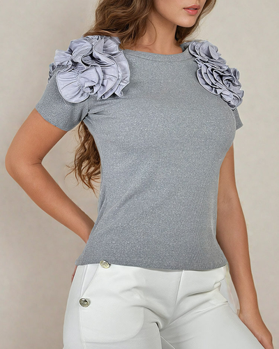 Royalfashion Taillierte Damen-Rippenbluse