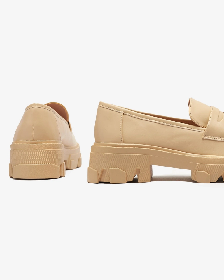 Beige Mokassins für Damen mit fester Sohle Desika - Footwear