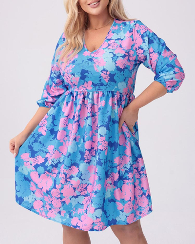 Royalfashion Knielanges Damenkleid mit Print PLUS SIZE