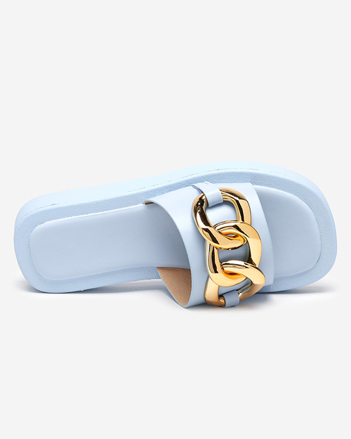 Жіночі сині тапочки із золотим ланцюжком Reteris - Взуття