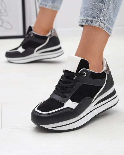 Schwarze sportliche Damen-Sneaker mit Anker Aqosda- Footwear