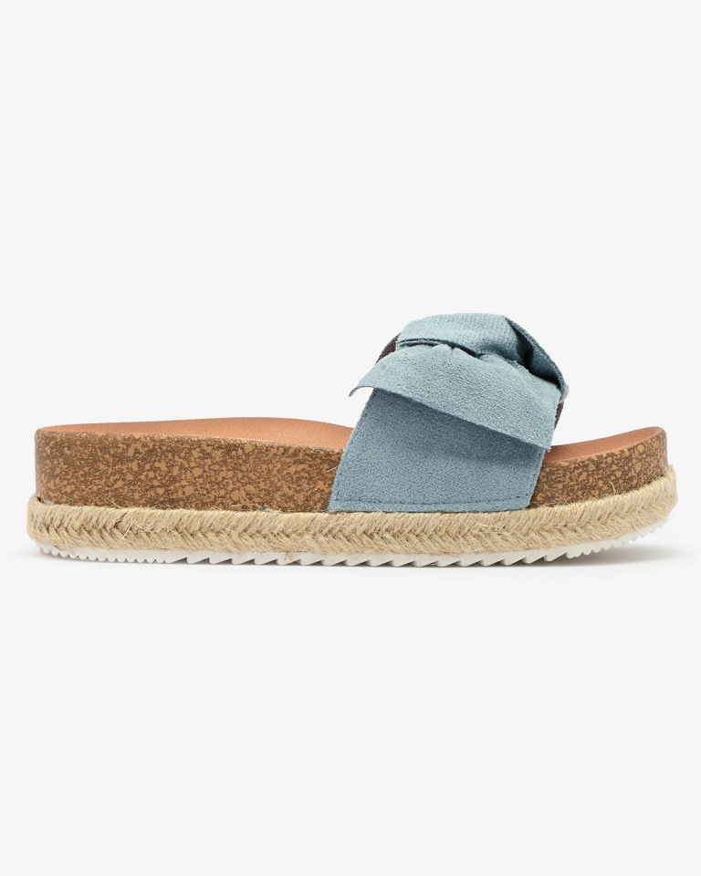 OUTLET Royalfashion Blaue Damen-Flip-Flops aus Öko-Wildleder Umumi