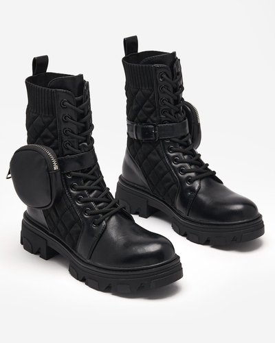 Schwarze hohe Damenstiefel mit Tasche Sareulia - Footwear