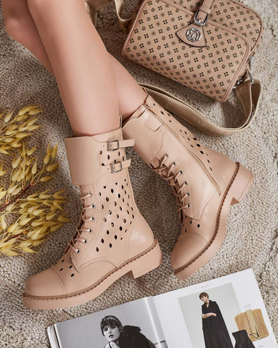 Royalfashion Damen durchbrochene Schnürstiefel Belsel