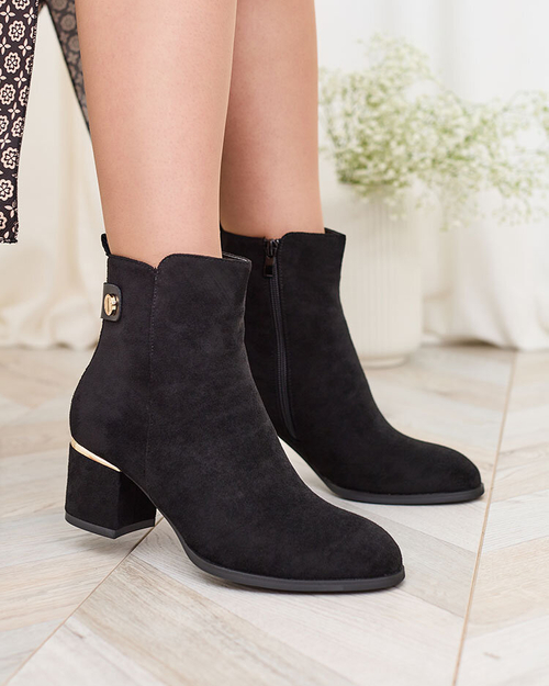 Жіночі черевики на низькій шпильці Royalfashion чорного кольору Dogdas