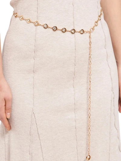 Aurelia Bella Donna – Damen Metallgürtel mit Kristallen, goldfarben 115 cm