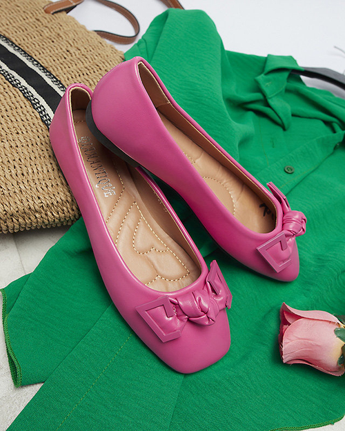 Жіночі рожеві балетки з декором на носі Caxien- Footwear