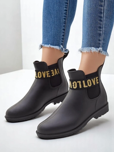 Royalfashion Damen matte Gummistiefel mit der Aufschrift Love Love