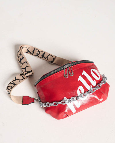 Червона маленька сумочка з білим написом - Аксесуари