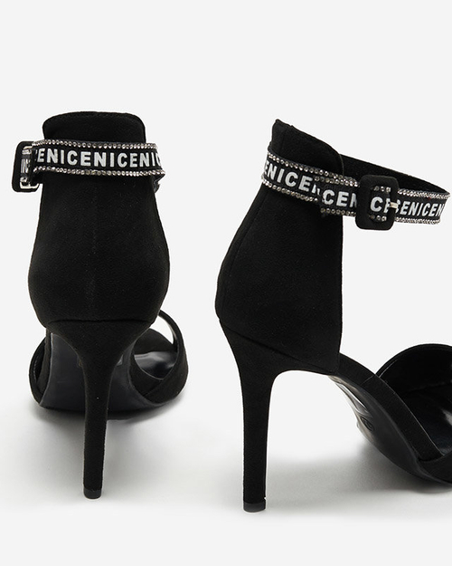 Жіночі босоніжки на високому каблуці чорного кольору Opassa - Взуття