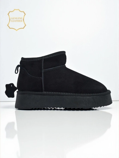 Kurze Damenstiefel a'la Schneestiefel aus Naturleder Elunara