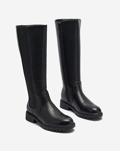 Kniehohe Damenstiefel mit flachem Absatz in schwarz Dexis - Footwear