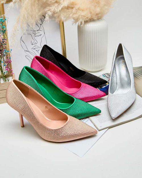 Royalfashion Жіночі туфлі-човники Ferconie на шпильці з цирконами