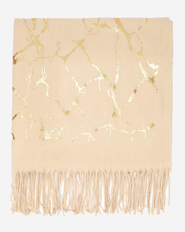 Beigefarbener Damenschal mit goldenen Verzierungen - Accessoires