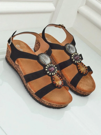 Royalfashion Damen Keilsandalen mit Steinen Grace Shine