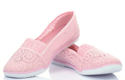 Różowe baleriny slip-on - Obuwie