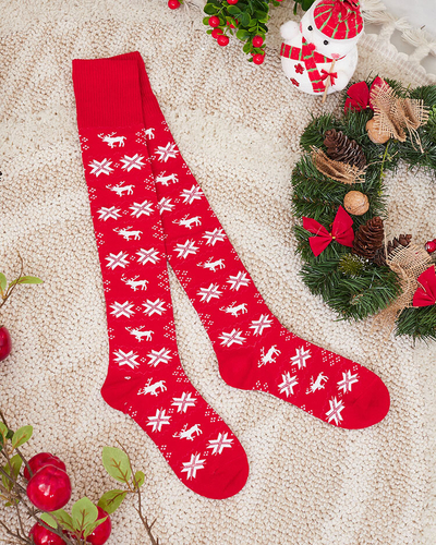 Royalfashion Weihnachts-Kniestrümpfe für Damen in Rot