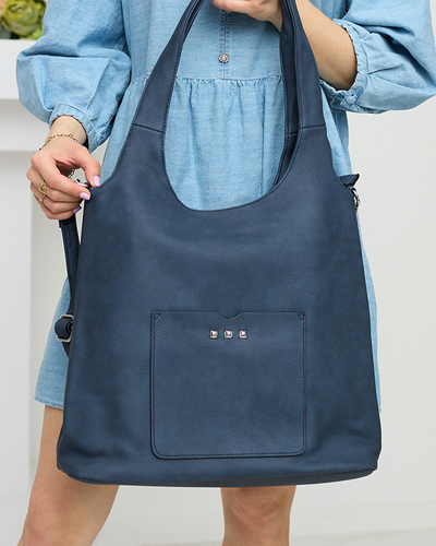 Жіноча темно-синя сумка-шоппер - Аксесуари