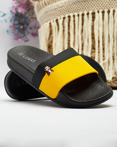 Royalfashion Gelbe und schwarze Damen-Gummi-Flip-Flops Lierigs