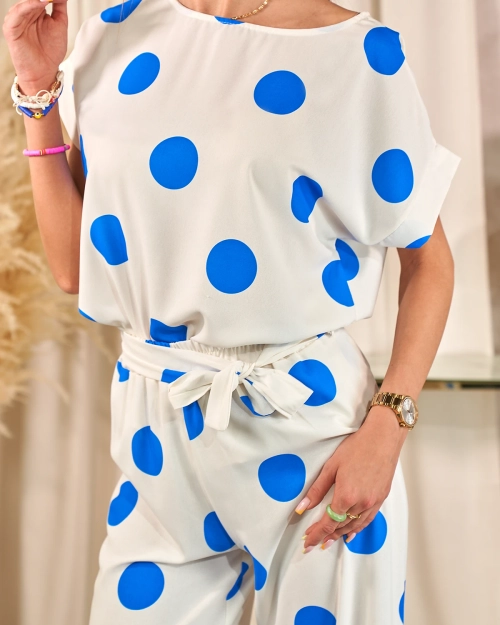 Жіночий комплект в горох Royalfashion Cobalt білий