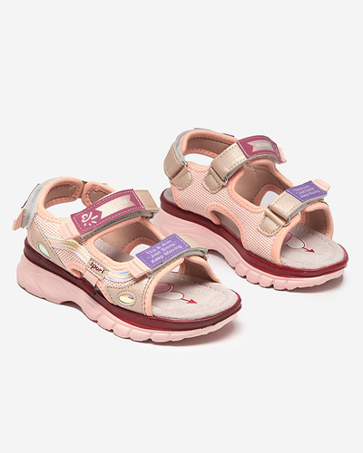 Rosafarbene Kindersandalen mit bunten Einsätzen Meniko - Schuhe