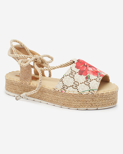 Royalfashion Beige Damen Espadrilles mit Blumenmuster Elizeaf