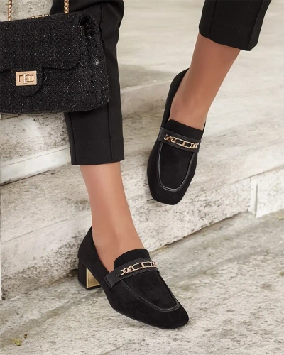 Royalfashion Elegante Damen Mokassins auf einem niedrigen Pfosten Oflem