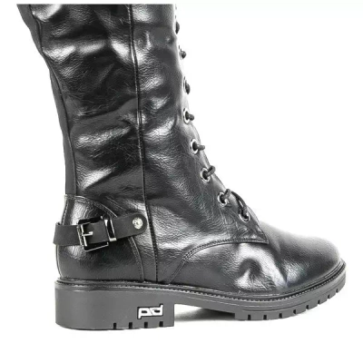 OUTLET Schwarze flache Stiefel Kanuti - Schuhe