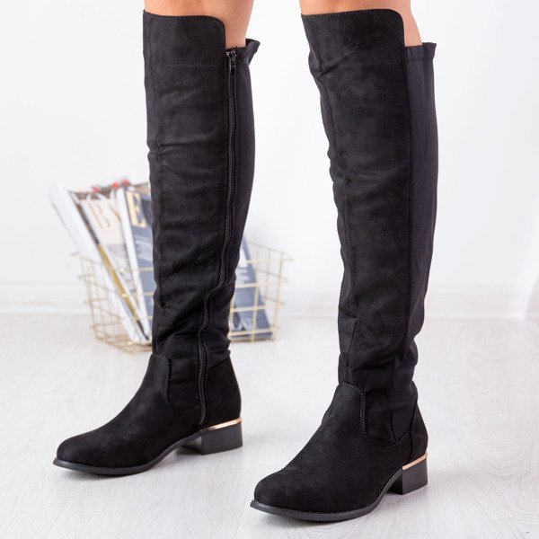 Schwarze Stiefel mit flachem Absatz Leihen - Schuhe 1