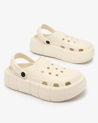 Royalfashion Cremefarbene Damen-Flip-Flops mit durchbrochener Verzierung Mightty