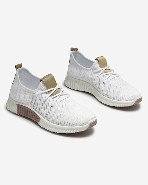Білі жіночі спортивні туфлі з коричневими вставками Kedeti - Взуття