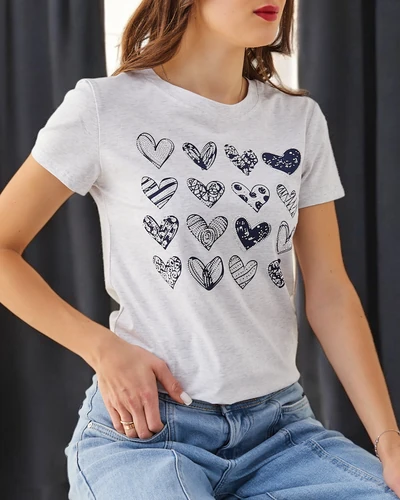 Royalfashion Damen Baumwoll-T-Shirt A Lot of Hearts
