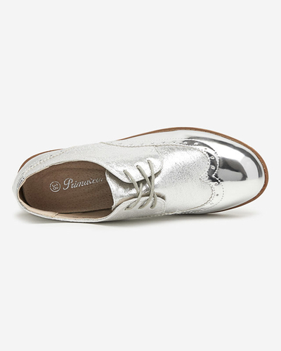 Silberne Damenschuhe mit glitzernden silbernen Retinis-Einsätzen - Schuhe