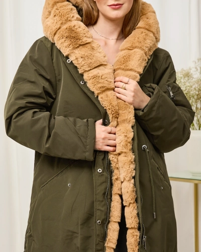 Grüne Damen-Winterjacke PLUS SIZE - Kleidung