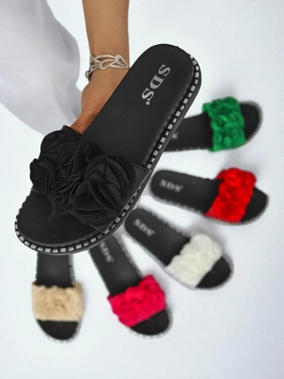 Royalfashion Жіночі шльопанці на плоскій підошві Flora Verde