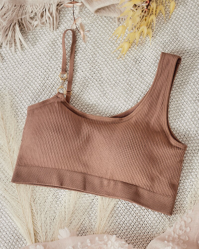 Royalfashion Gerippter Damen-BH mit Zierträger