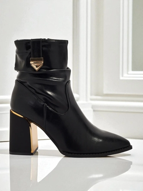 Ботильйони жіночі еко шкіряні на підборах-стовпчику AshenPurl