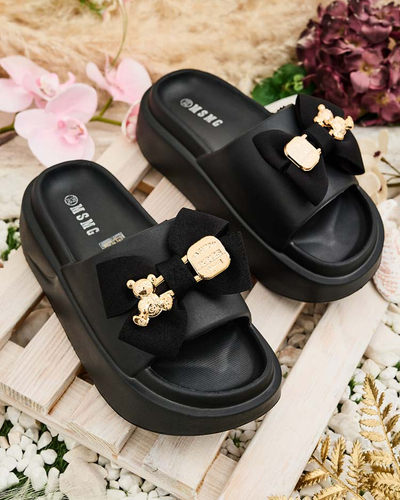 Royalfashion Damen-Gummi-Flip-Flops mit Zierschleife Apis