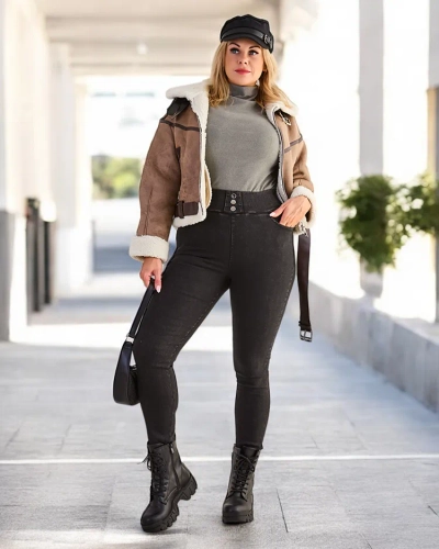 Royalfashion Baumwolle Damen PLUS SIZE Treggings Hose