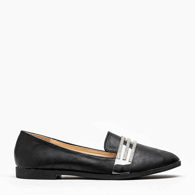 Schwarze Damenmokassins mit Zirkonia von Kremssa - Schuhe