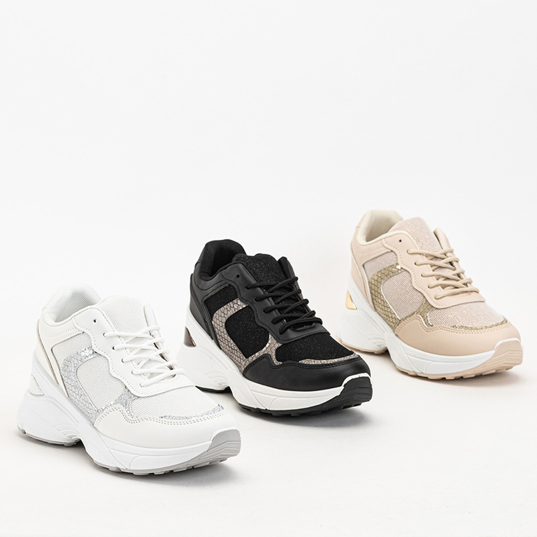 Beige Turnschuhe für Damen mit verdecktem Keilabsatz Waqsy - Footwear