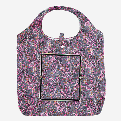 Rosa und grau gemusterte, gekräuselte, faltbare Brieftaschentasche - Accessoires