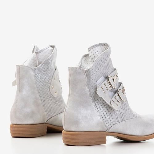 Срібні ботильйони Farmin із застібкою на липучках - Взуття