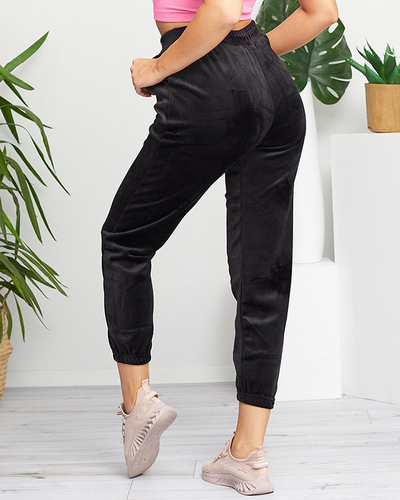 Чорні жіночі велюрові спортивні штани PLUS SIZE